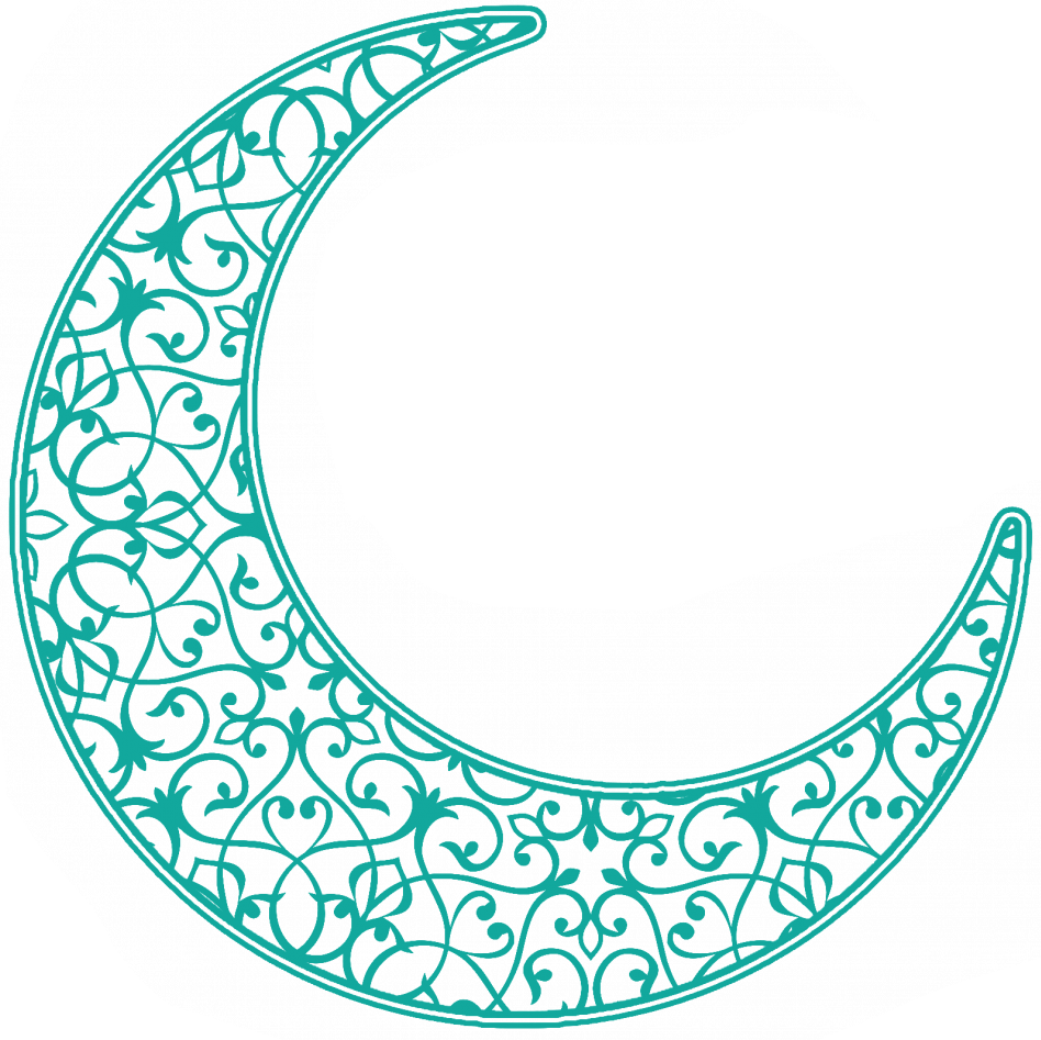 crescent moon with decoration in blue