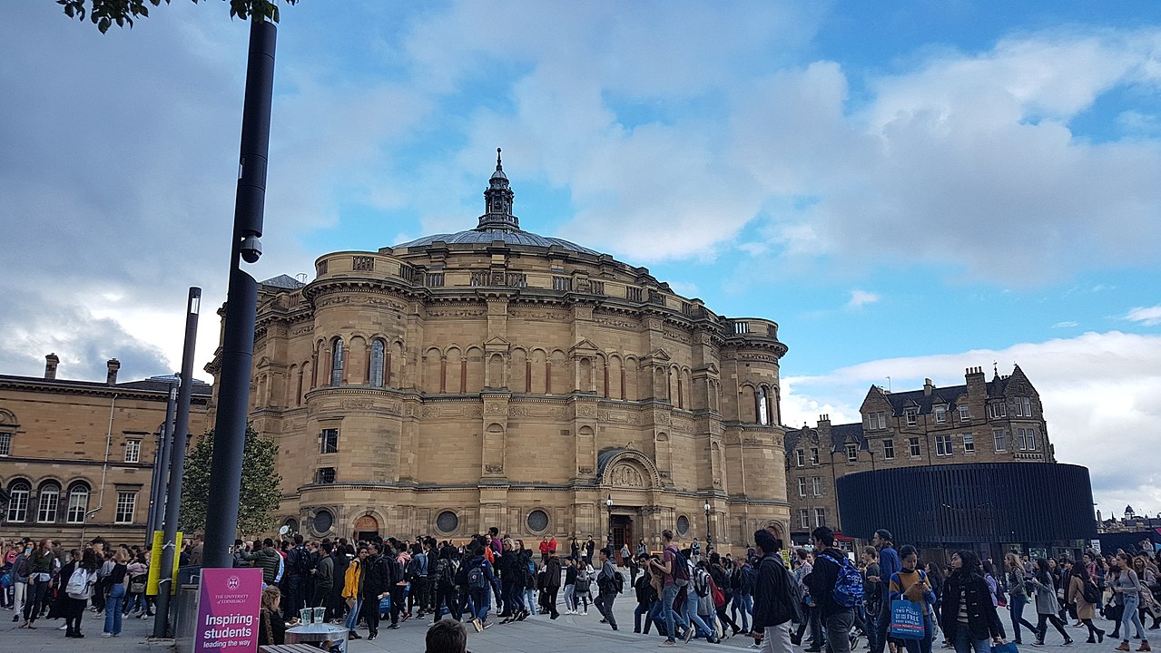 Students gathered outside McEwan Hall, filling up most of Bristo Square