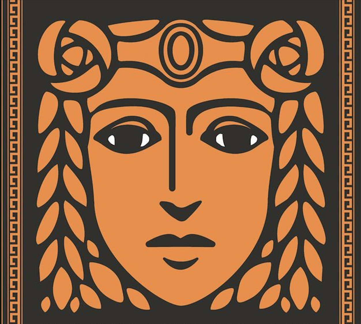 a stylised portrait of Circe in black and orange