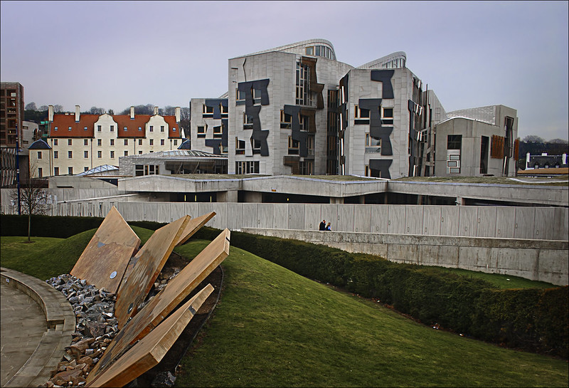 The Scottish Parliament building in Holyrood, Edinburgh