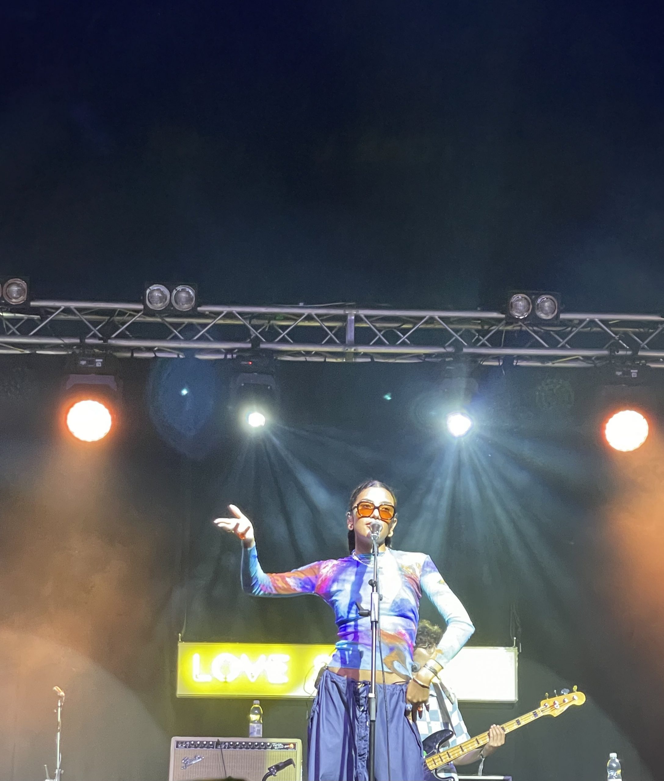 Olivia Dean at Love Supreme Festival 2022, singing onstage