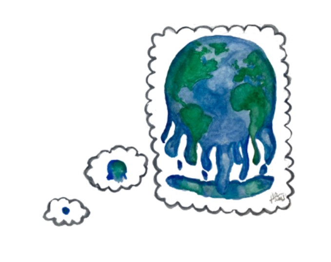 Illustration of melting globe