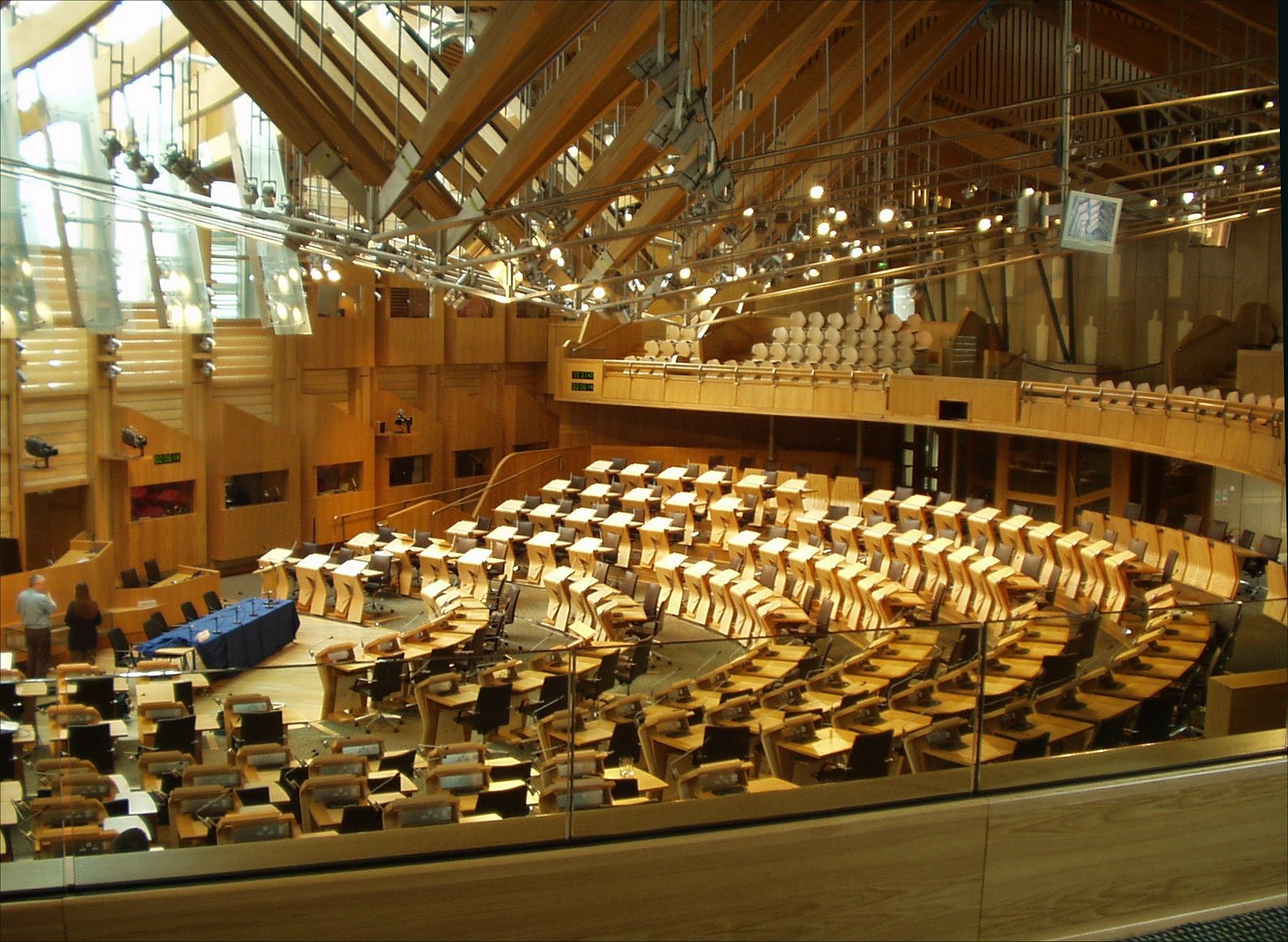 An image of the debating chamber in the Scottish Parliament.