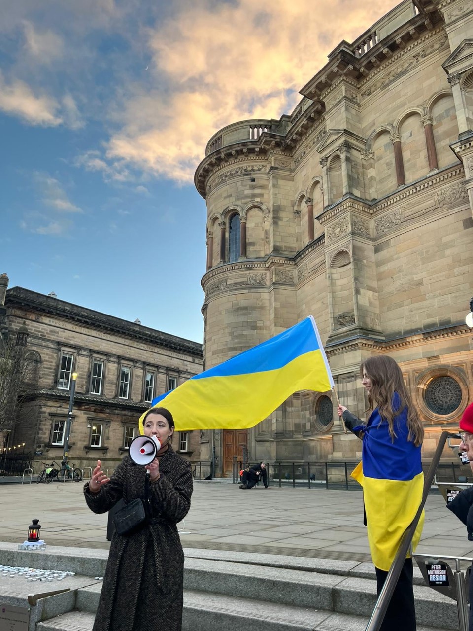 President of Ukrainian society and speaker from the Polish society at the Vigil in Bristo Square