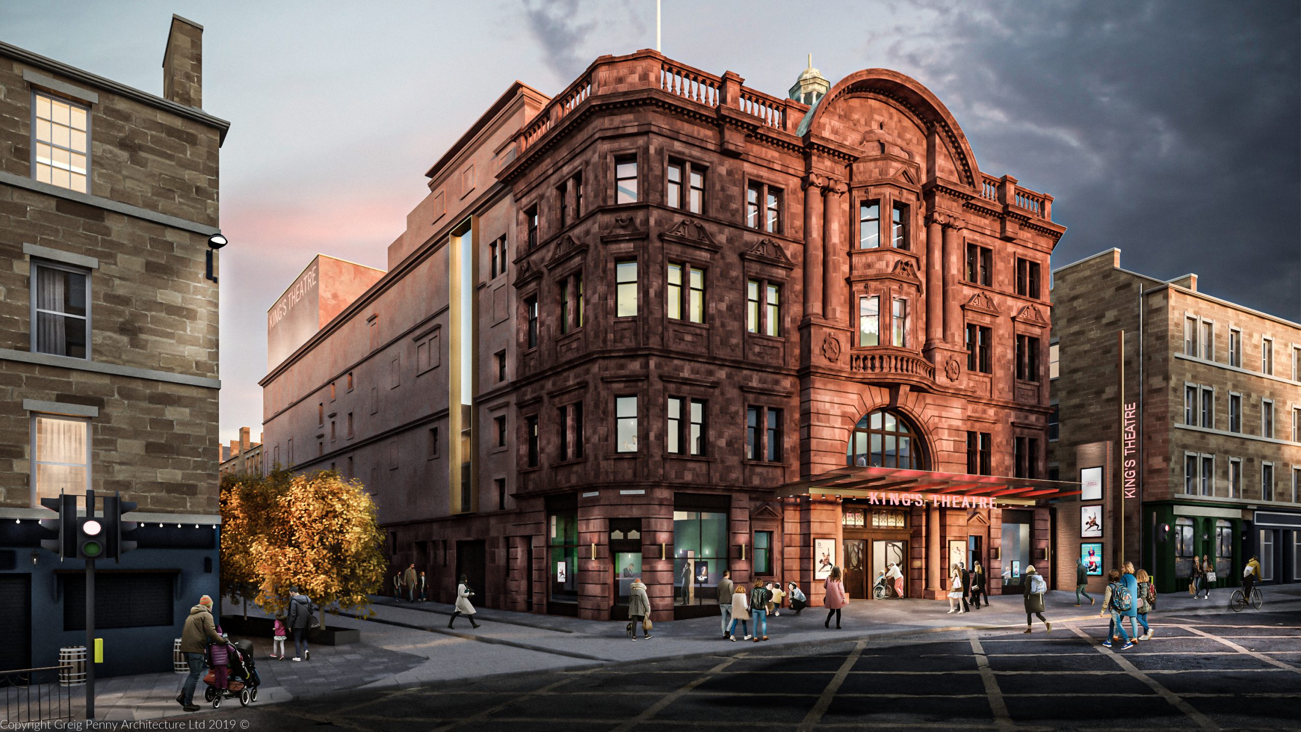 An artist's impression of the outside of the King's Theatre