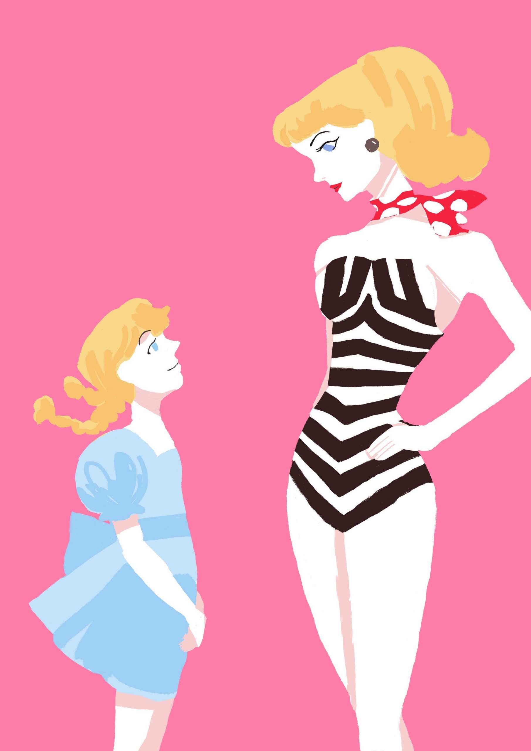 barbie and girl illustration