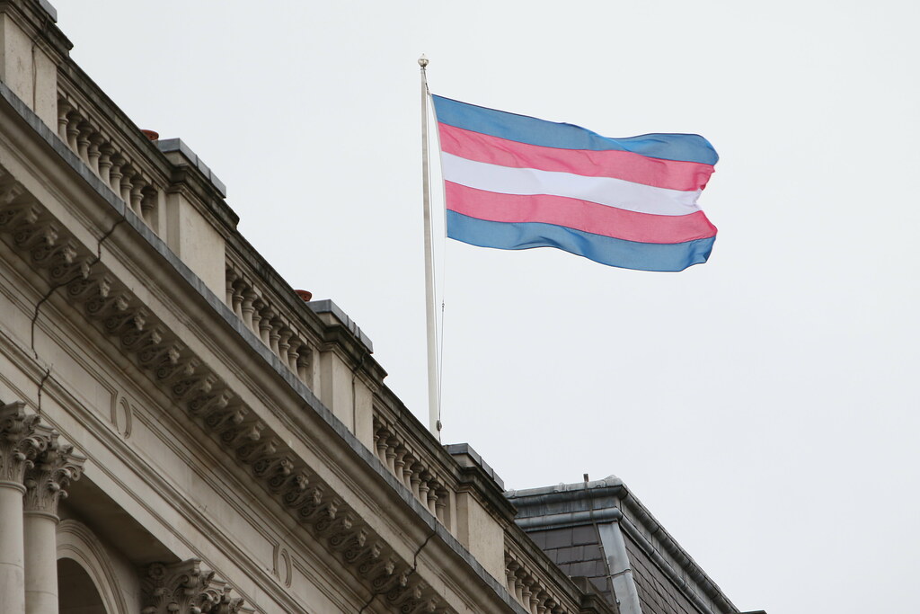 trans flag on building
