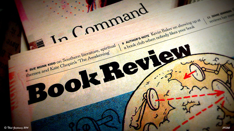 picture o a newspaper titled 'book review'